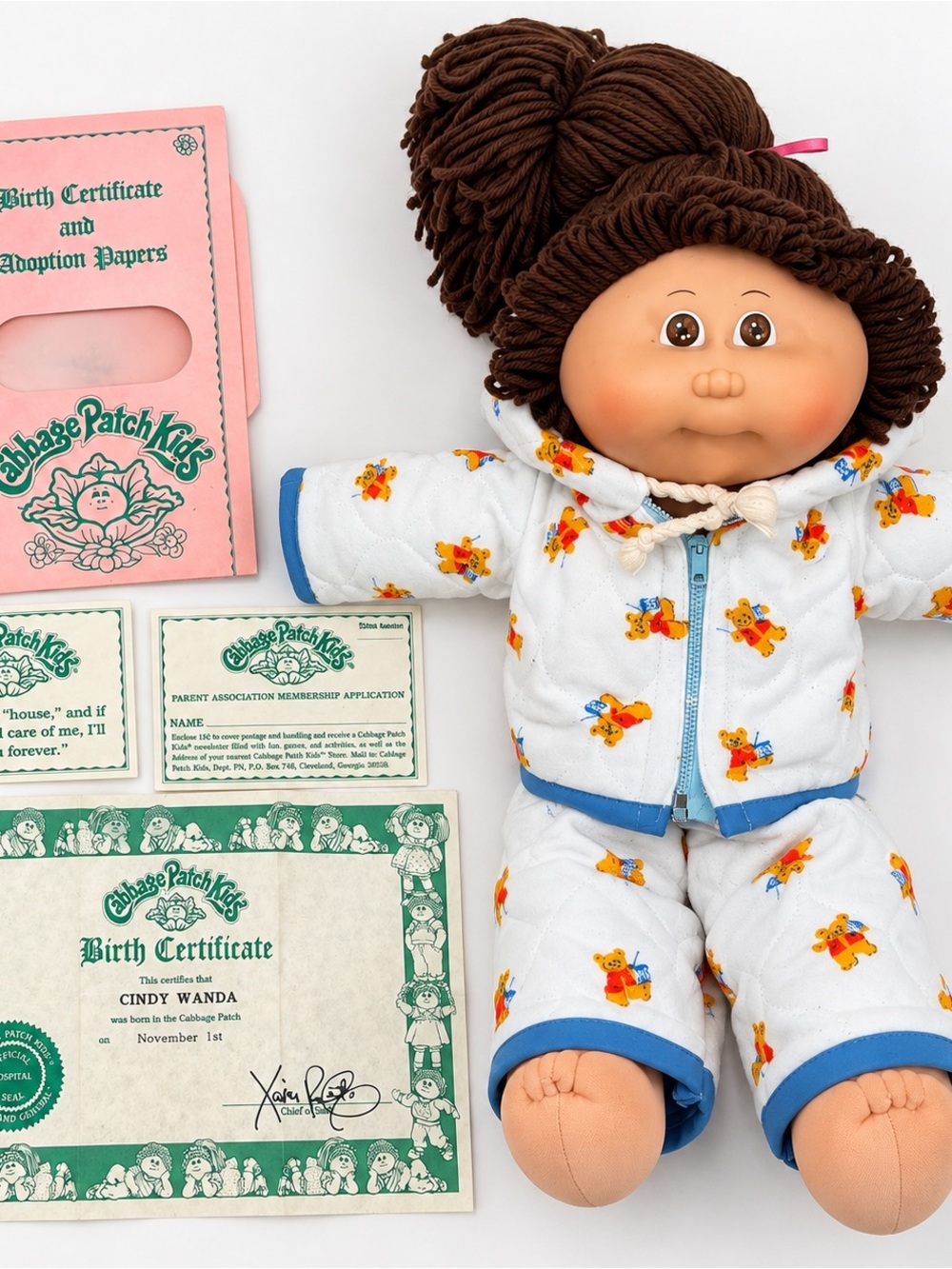 Vintage 1983 Cabbage Patch Kids Cindy Wanda Doll w/ Original Papers